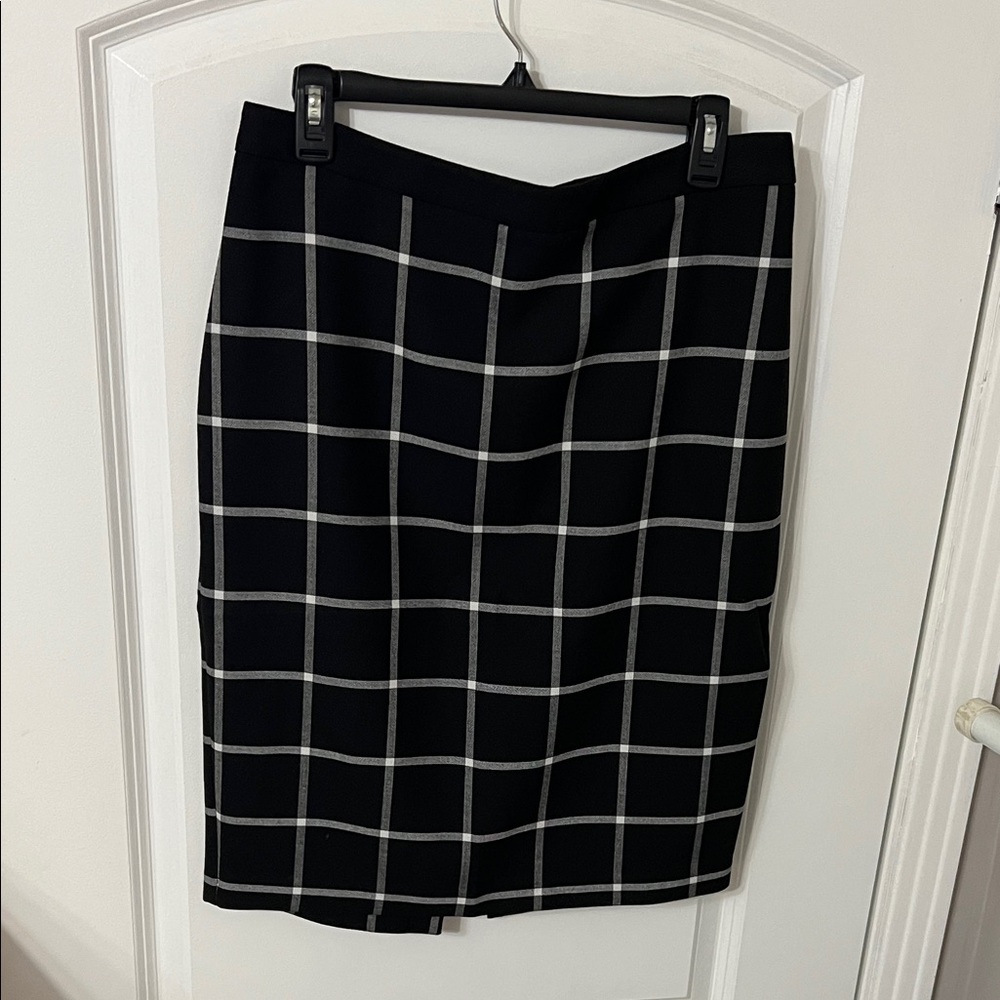 H&M Black and White Grid Pencil Skirt
